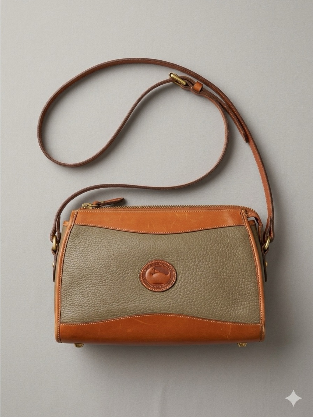 Vintage Dooney & Bourke Brown and Tan Leather Bag